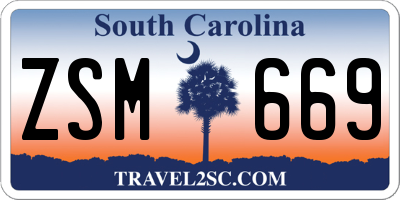 SC license plate ZSM669