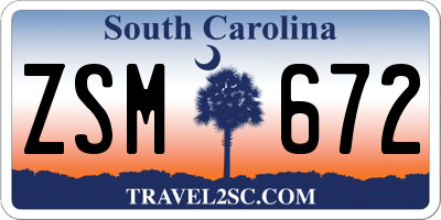 SC license plate ZSM672