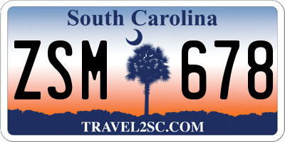 SC license plate ZSM678
