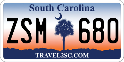 SC license plate ZSM680