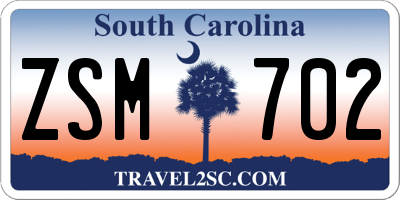 SC license plate ZSM702