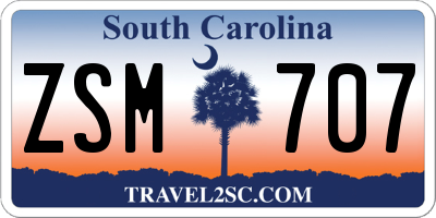 SC license plate ZSM707