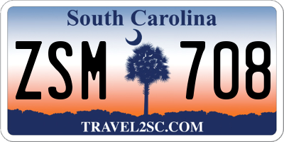 SC license plate ZSM708