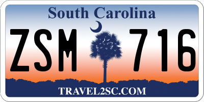SC license plate ZSM716