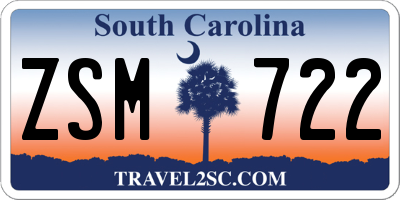 SC license plate ZSM722