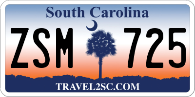 SC license plate ZSM725