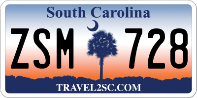SC license plate ZSM728