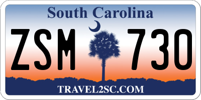 SC license plate ZSM730