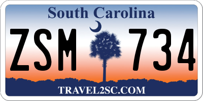SC license plate ZSM734