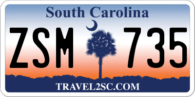 SC license plate ZSM735