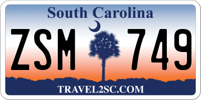 SC license plate ZSM749