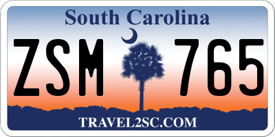 SC license plate ZSM765