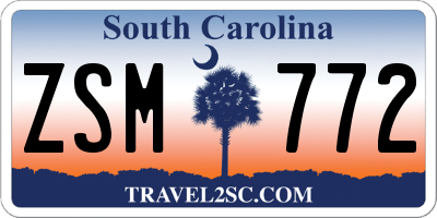 SC license plate ZSM772