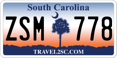 SC license plate ZSM778