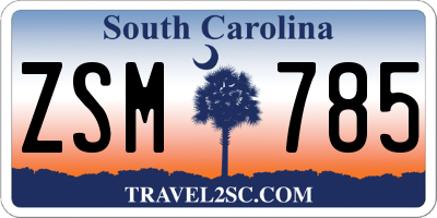 SC license plate ZSM785