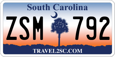 SC license plate ZSM792
