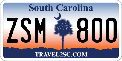SC license plate ZSM800