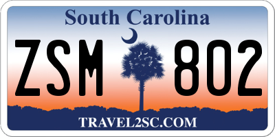 SC license plate ZSM802