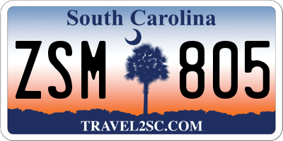 SC license plate ZSM805