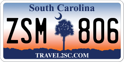 SC license plate ZSM806