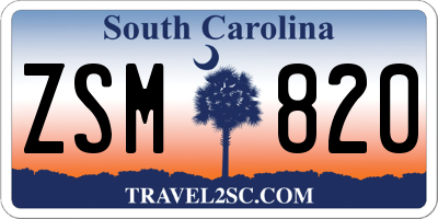 SC license plate ZSM820