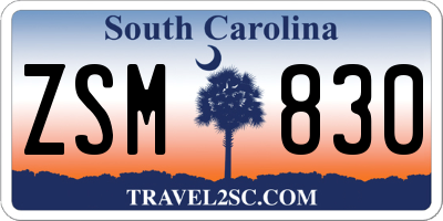 SC license plate ZSM830