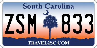SC license plate ZSM833