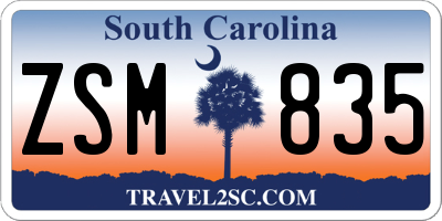 SC license plate ZSM835