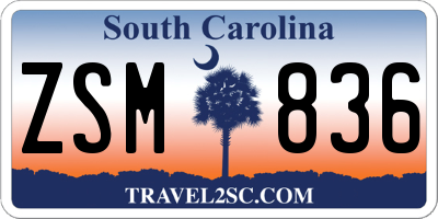 SC license plate ZSM836
