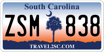 SC license plate ZSM838