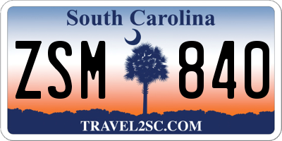 SC license plate ZSM840