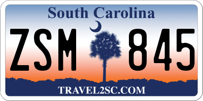 SC license plate ZSM845