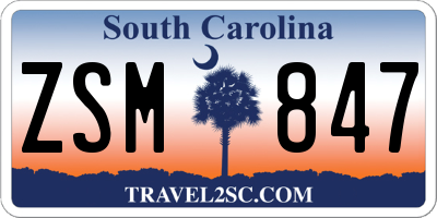 SC license plate ZSM847