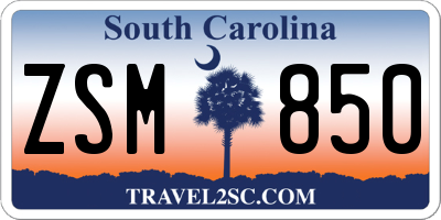 SC license plate ZSM850