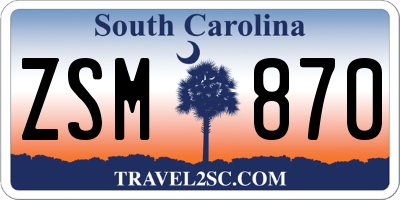 SC license plate ZSM870