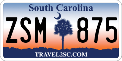 SC license plate ZSM875
