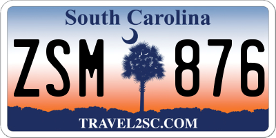 SC license plate ZSM876