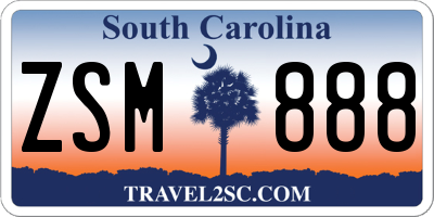 SC license plate ZSM888