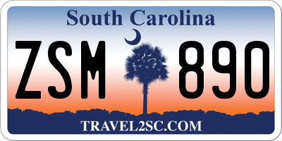 SC license plate ZSM890