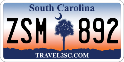 SC license plate ZSM892