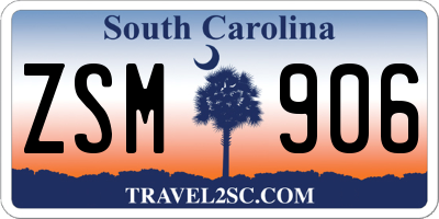 SC license plate ZSM906