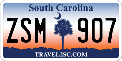 SC license plate ZSM907