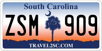 SC license plate ZSM909