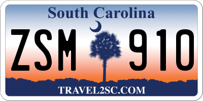 SC license plate ZSM910