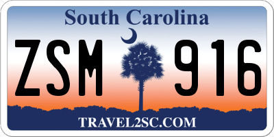 SC license plate ZSM916