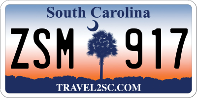 SC license plate ZSM917