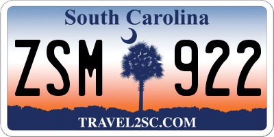 SC license plate ZSM922