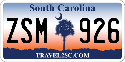 SC license plate ZSM926