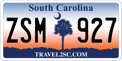 SC license plate ZSM927