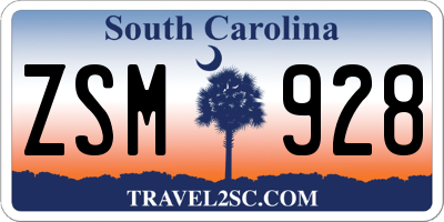 SC license plate ZSM928